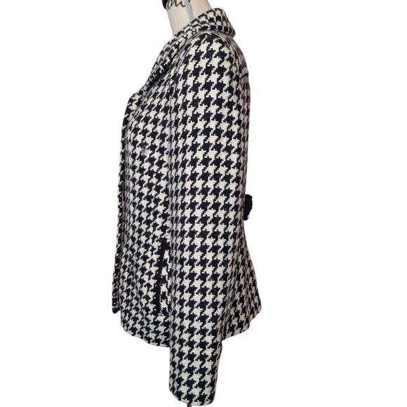 Giacca Houndstooth Wool Blend Coat Black and White Size Medium - Picture 3 of 16